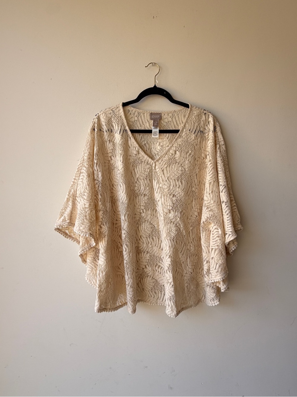 Chico's Cream Crochet Lace V-Neck Tunic